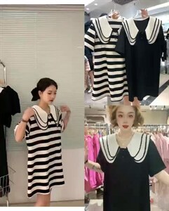 针织娃娃领连衣裙图片