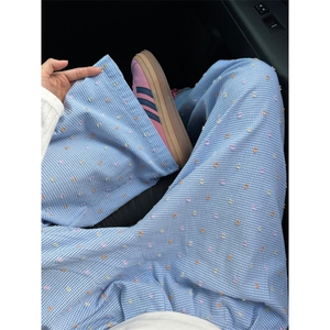 【网图】多巴胺穿搭裤子男女夏季波点格纹慵懒长裤KZ221CC-特P35图片