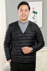 男中老年90绒轻薄连帽羽绒服外套秋冬休闲羽绒轻便外套图片