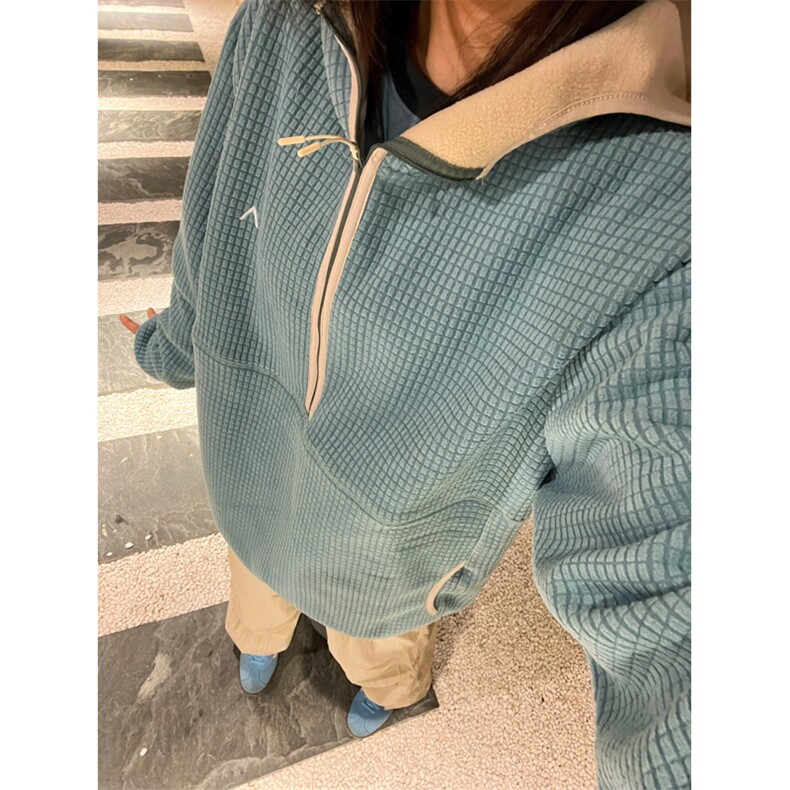 高品户外情侣抓绒衣连帽卫衣保暖肌理格套头上衣男女A1080-P70,男装棉衣,星座1505
