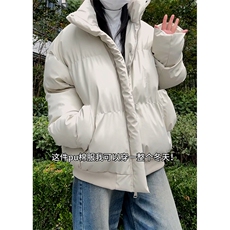现货5W件冬季三防重磅boxy短款羽绒立领PU皮棉衣外套男女加厚棉服，男装棉衣，电商A486-1