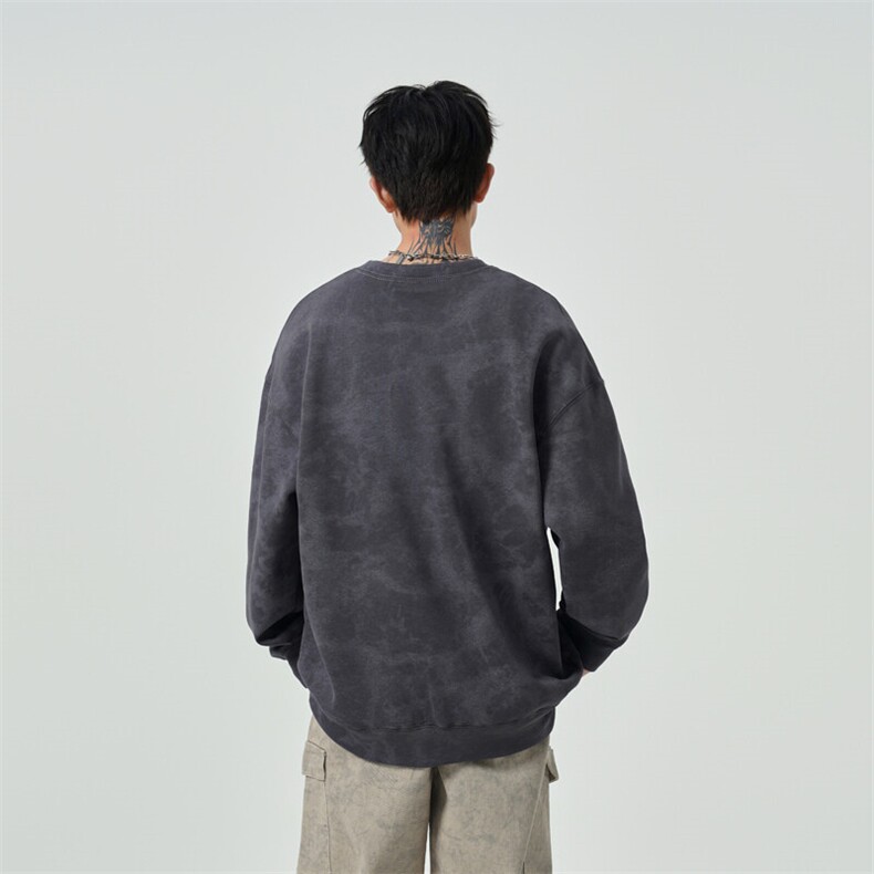 W6203P45控68脏脏扎染圆领宽松卫衣,男装卫衣,电商B205