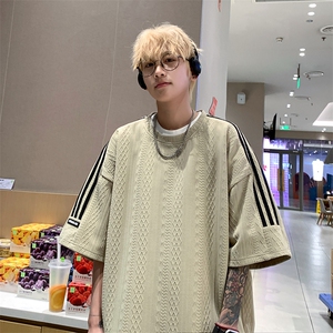 特批P28无差价夏季高级感oversize宽松休闲短袖潮圆领男上衣T2040图片