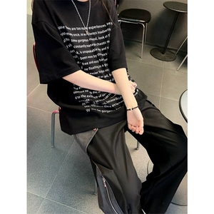 网图有货 夏季美式街头泰戈尔诗歌字母短袖宽松t恤男女 A544-P25图片