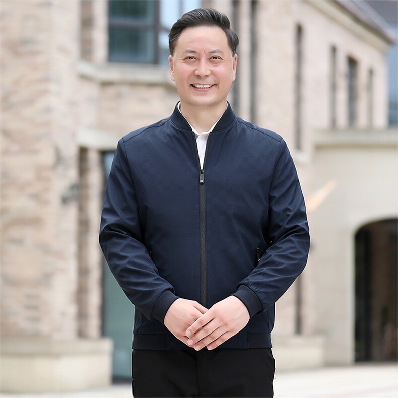 B-N9953男士2023年秋季新款长袖中老年休闲拉链夹克棒球领潮流P63,男装夹克,电商B360