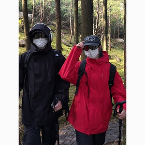 港风日系复古户外潮流连帽冲锋衣夹克男潮 XZ213-JK6601-P65控88图片