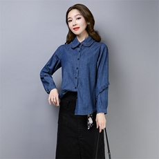 休闲时尚潮流长袖中长款各组口袋衬衫2021年春季，女装衬衫，小林双子