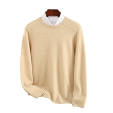 秋冬季35%羊绒简约休闲百搭商务7针双股马鞍肩圆领羊绒衫男装，男装羊绒套衫，云暖羊山羊绒