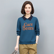 2022年春秋季新款潮气质套头植绒卫衣女宽松显瘦韩版休闲印花上衣，女装卫衣/绒衫，忆绮罗