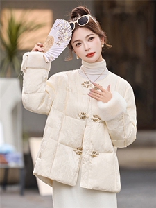 新中式羽绒服女2025冬季新款高级感水貂毛拼接盘扣保暖外套女图片