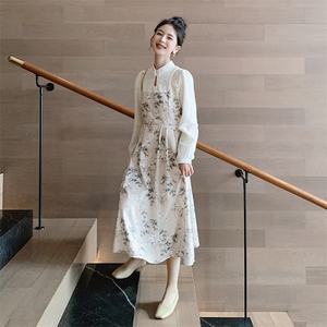 新款简约大气优雅碎花连衣裙 修身显瘦气质长裙，女装连衣裙，来米儿