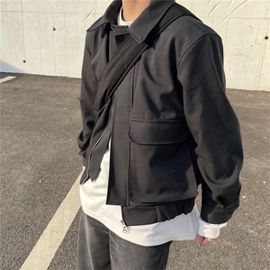 816B-JK106-P110 春季韩版男士短款翻领休闲拉链外套韩设计款潮图片
