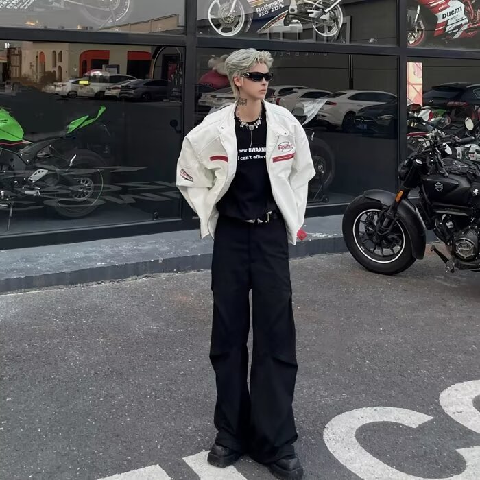 24新款潮机车服美式立领pu皮外套男女款工装夹克-PY855,男装夹克,星座1002-2
