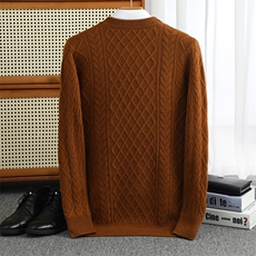 2025新款男士厚双菱形提花，男装羊绒套衫，祥特羊绒