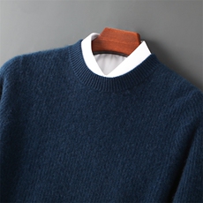 2025年秋季新款百搭男士12针元宝针圆领加厚保暖羊毛衫，男装羊毛衫，邓利维