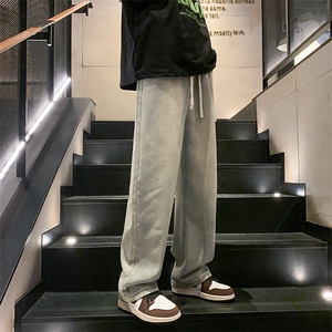 秋冬新款秋冬阔腿拖地牛仔裤男宽松水系复古直筒裤B382/G63/P50图片