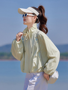 清新绿色防晒衣女款夏季2025新款韩版宽松休闲轻薄透气防晒服外套图片