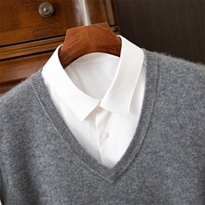 男士秋冬季新款简约男款35%v领马甲，男装背心/马甲，狄美羊绒