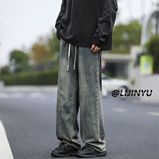 秋季2024新款直筒牛仔裤男士美式高街宽松休闲长裤K760-特批-40，男装牛仔裤，星座718-1