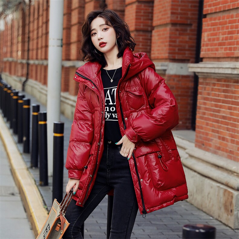 【现货】中长款羽绒服90白鸭绒年冬季韩版小个子加厚连帽外套,女装羽绒服,鑫源服饰