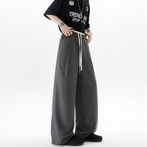 8XL-M假两件双腰山本裤条纹休闲西裤男夏宽松大码阔腿裤KZ052P60图片