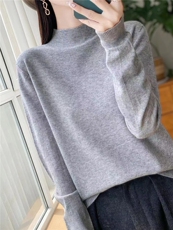 打底衫上衣女装新款2025春秋V领长袖慵懒风针织毛衣，女装针织衫/毛衣，众美斯特