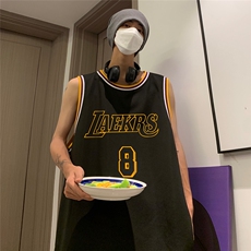 港风纯棉夏季休闲拼色螺纹印花网眼篮球背心男女T6925P35控48，男装背心/马甲，电商A268A