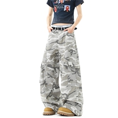 【现货】美式复古灰色迷彩阔腿弯刀牛仔裤1XZ502-K860-P65控98，男装牛仔裤，星座502