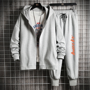 TK6006-P85 开衫连帽卫衣套装男运动套装两件套 网格挂拍图片