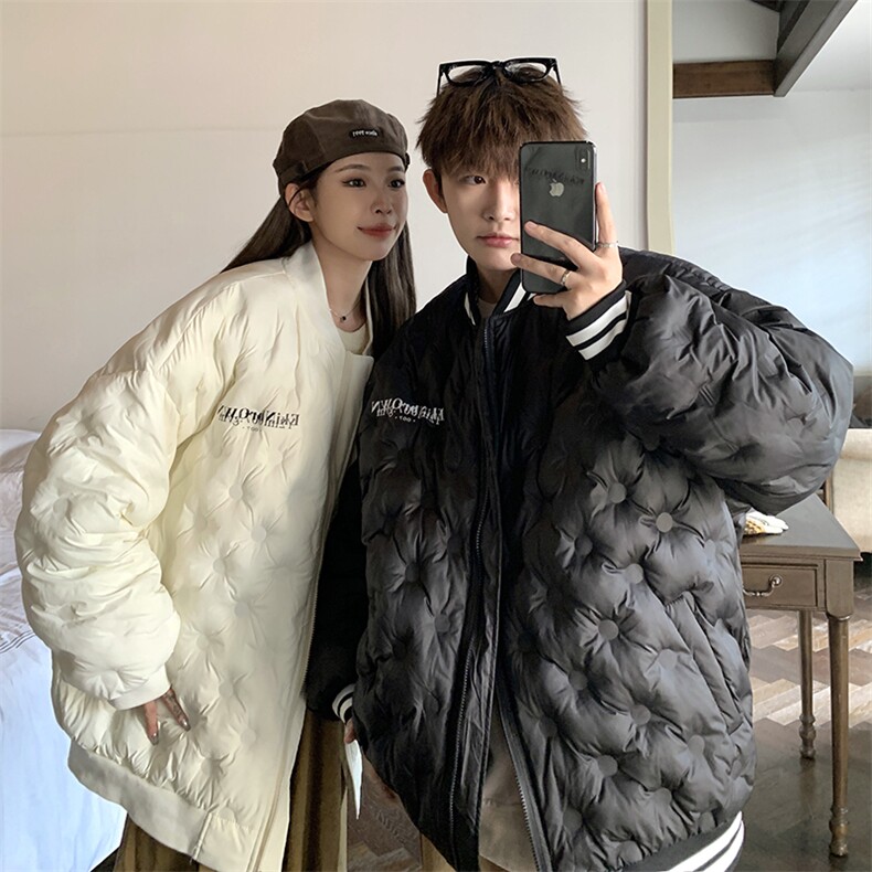 1港风情侣定制面料宽松保暖棒球领羽绒服男外套8709P168控229，男装羽绒服，星座226-2