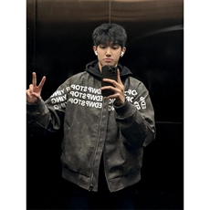 706-1-JK503-P75现货春季港风男士廓形垫肩立挺美式夹克外套潮，男装夹克，星座706-1