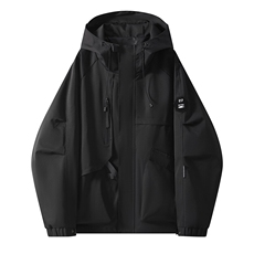 春秋户外冲锋衣男女同款防风防水连帽工装外套登山服夹克2481-P75，男装夹克，星座1403B