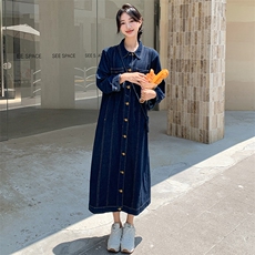 2024年春秋季新款衬衫领牛仔连衣裙-款号9958-P150-K218，女装连衣裙，浙宝305