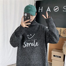 ！冬季加厚男士高领毛衣潮流印花百搭针织衫毛线衣GM605P55，男装针织衫/毛衣，电商B220
