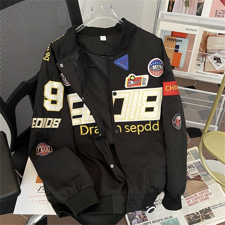 春款男夹克棒球立领勋章字母刺绣单排扣涂鸦外套JK40P65,男装夹克,星座1013-1