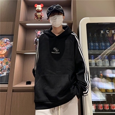 秋冬潮流百搭休闲宽松条纹刺绣连帽卫衣212-2-DY113-特P55，男装卫衣，星座808A-1
