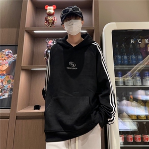 秋冬潮流百搭休闲宽松条纹刺绣连帽卫衣212-2-DY113-特P55图片