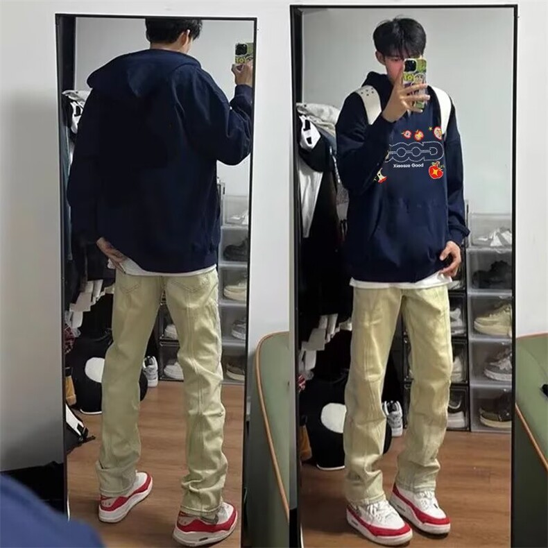 1506-1/QA2-1490/P52卫衣男连帽春秋季ins港风宽松潮牌字母印花图片