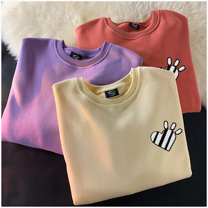 港风平铺 爱心情侣宽松大码潮男圆领套头卫衣 WY106 P40 控58图片