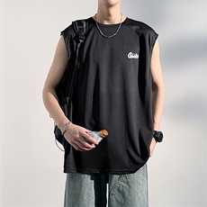 发泡颗粒印花140克米通网眼布大码坎肩体恤A436-1606特P2235，男装T恤，电商A436