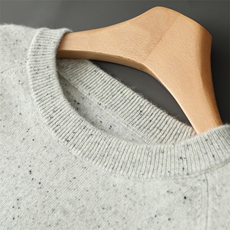 男士简约休闲秋冬季点子纱圆领35%羊绒衫，男装羊绒套衫，台绒羊绒