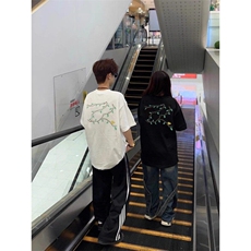夏季新款港风美式刺绣设计感套头圆领短袖T恤男女ZX467-P33，男装T恤，星座313A(原308A-2)