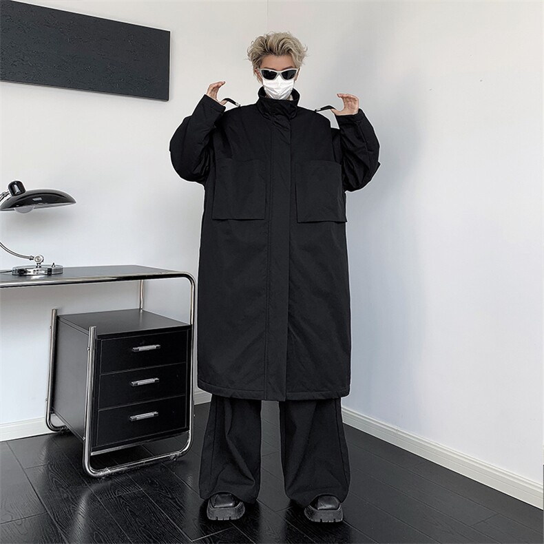 长款过膝加棉棉服男士山本耀司暗黑系立领棉衣冬季MM01-P145,男装棉衣,星座512-1（原513-3）