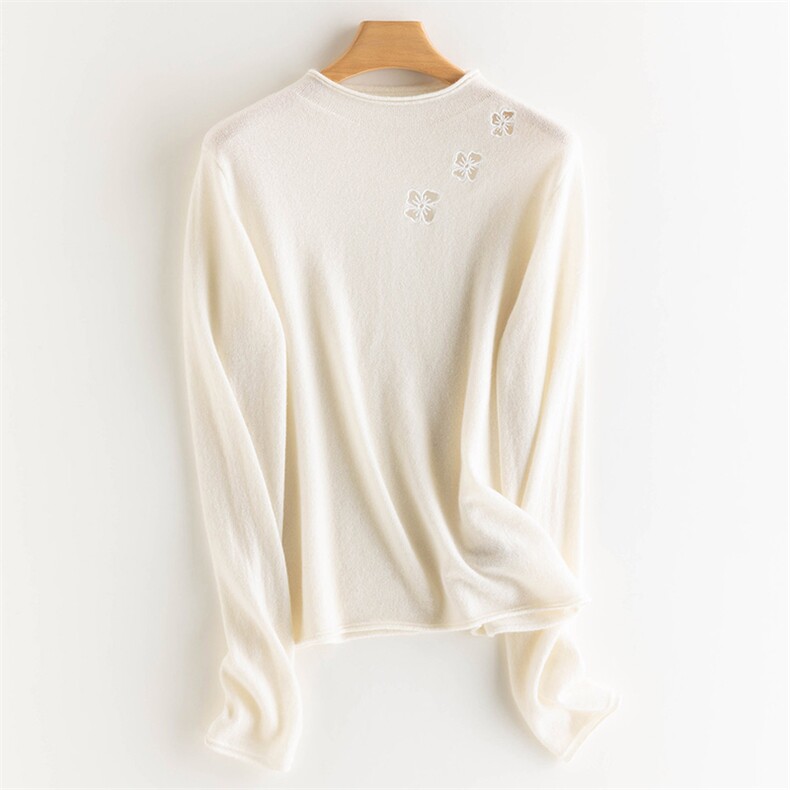 2025年秋季时尚百搭通勤简约休闲打底花，女装羊绒衫，致织羊绒