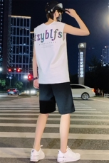2021青少年新款男女情侣装薄款纯棉卡通宽松背心套装男TZ260，男装背心/马甲，电商A441