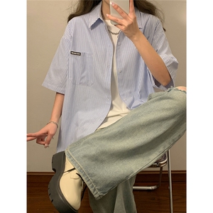 中性夏装2026新款短袖衬衫夏季薄半袖衬衣男女装半袖外套HK14-P43图片
