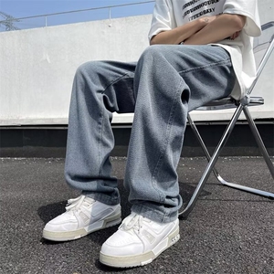 牛仔裤男秋季休闲裤子潮牌男生美式高街长裤百搭直筒裤潮 NA012图片