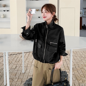 减龄气质咖色皮衣外套女春秋2025新款小个子巨好看韩系漂亮PU夹克图片