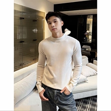 纯色半高领白色打底衫现货针织套头MY631-P35，男装T恤，星座1012-1