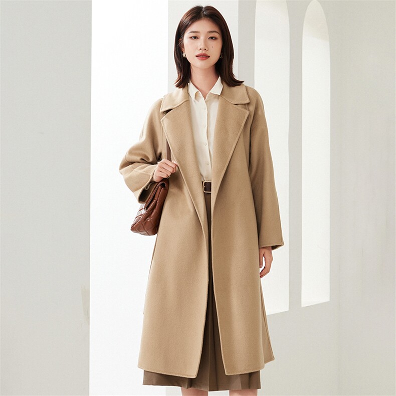汉服袖大衣2024年秋冬季新款羊毛双面呢大衣,女装双面呢大衣,织美生